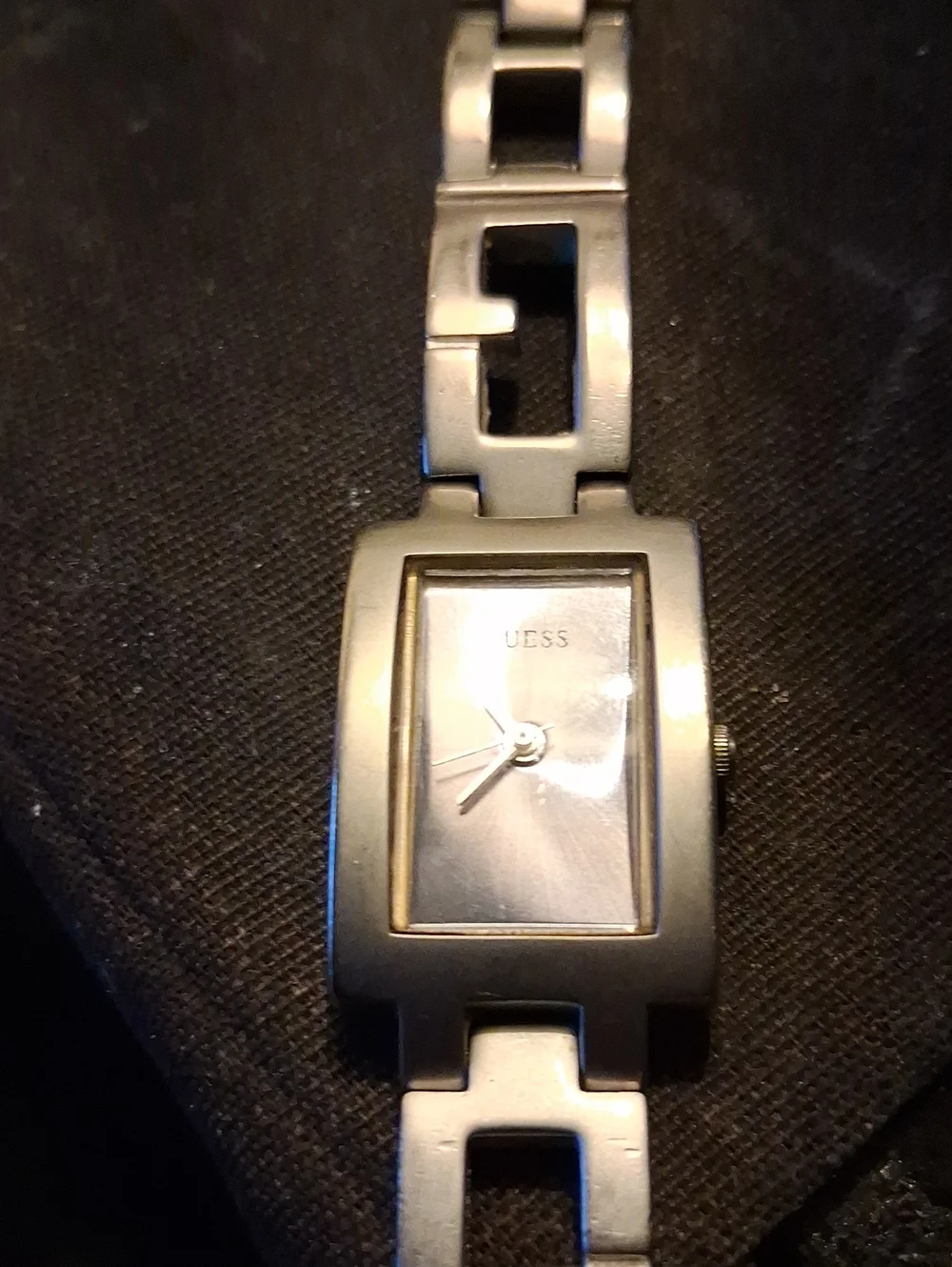 GUESS Silver-Tone Rectangular Link Watch - Picture 1 of 4